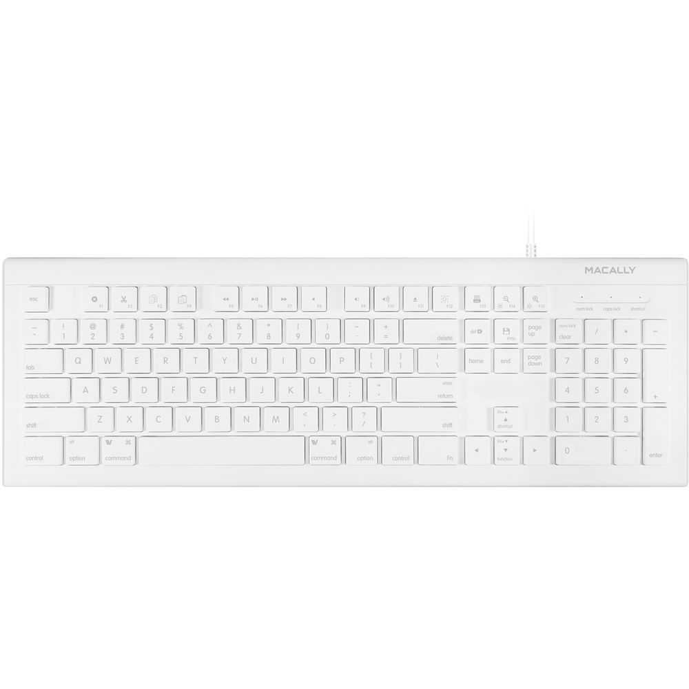 

Полноразмерная USB-клавиатура Macally 103 с сочетаниями клавиш для Mac (белая)
