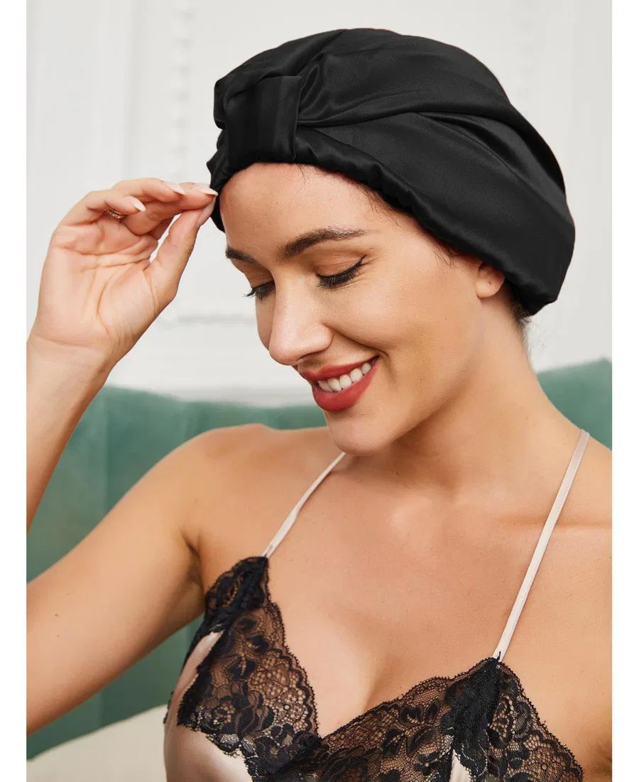 Шапочка для сна из 100% тутового шелка Silksilky, черный
