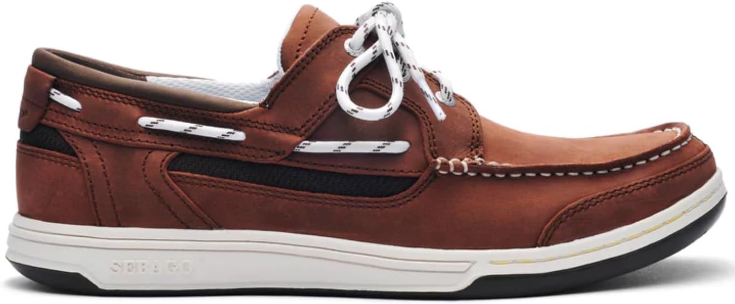 Мокасины Sebago Triton с тремя отверстиями для шнурков - лодочные туфли из вощеной кожи нубук с дышащей сетчатой подкладкой, удобной стелькой из ЭВА и резиновой подошвой, темно-коричневый — фото 2