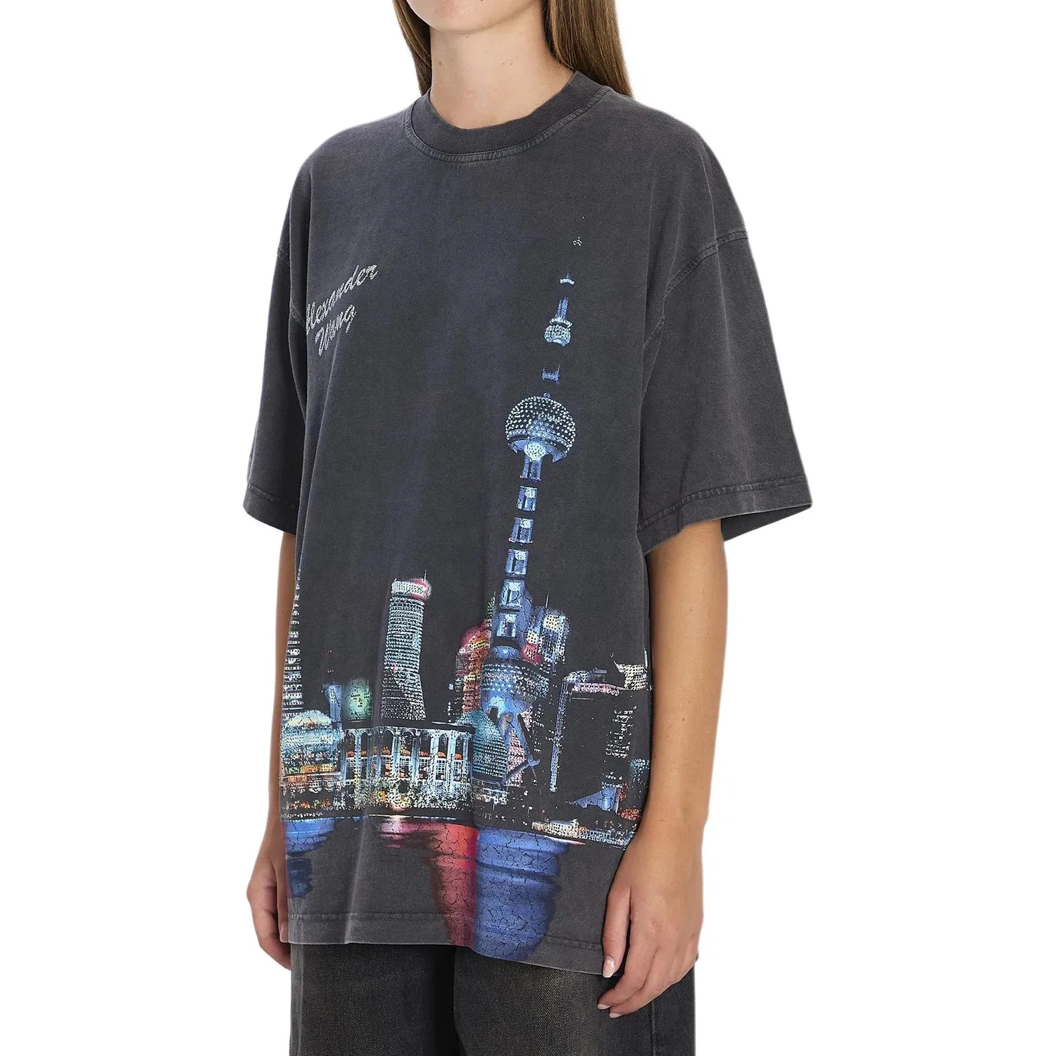 Футболка с принтом Alexander Wang черная — фото 4
