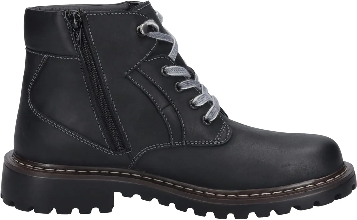 Мужские ботинки Josef Seibel на шнуровке Chance 39 Calf Boots - Botinki - Мужчины - Ботинки-Chucka - Ботинки ботинки на шнуровке с застежкой молнией, черный/серый — фото 4