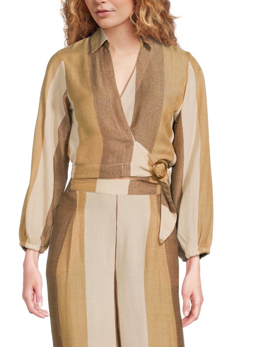 

Топ-сюрплис из тканого металлизированного полотна Vintage Havana, цвет Cocoa Stripe