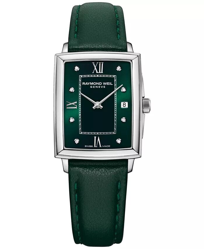 

Женские швейцарские часы Toccata Diamond Accent с зеленым кожаным ремешком 22,6x28,1 мм Raymond Weil, зеленый