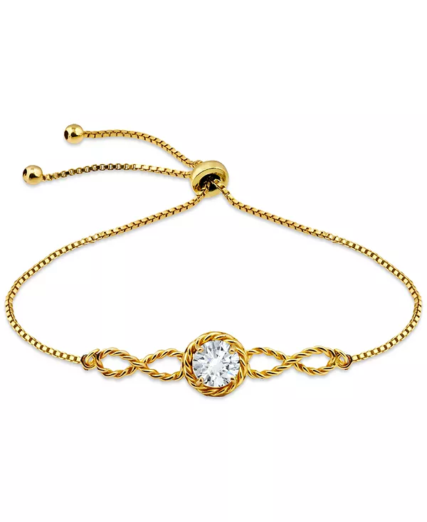 

Браслет-Боло с круглыми кубическими цирконами (1-1/4 карата) из 18-каратного золота на основе стерлингового серебра, эксклюзивно в Macy's Giani Bernini, gold