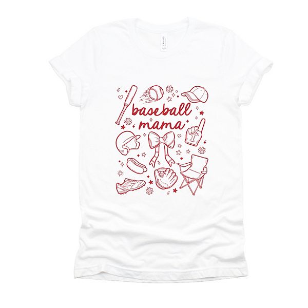 

Футболка с принтом Baseball mama sketched collage Simply Sage Market, White, Белый, Футболка с принтом Baseball mama sketched collage Simply Sage Market, White