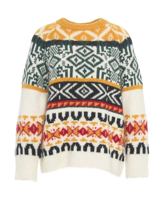 

Геометрический вязаный свитер, разноцветный, осень-зима 2025 Semicouture, мультиколор