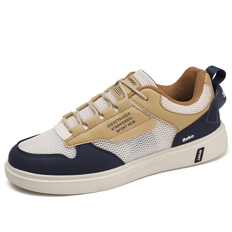 

BAKE Антискользящие износостойкие низкие скейтерские кеды мужские бежево-коричневые, цвет Beige Brown