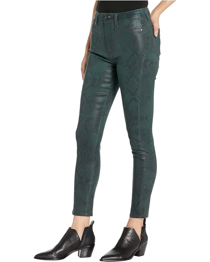 

Джинсы 7 For All Mankind High-Waist Ankle Skinny in Coated Green Python, цвет Coated Green Python