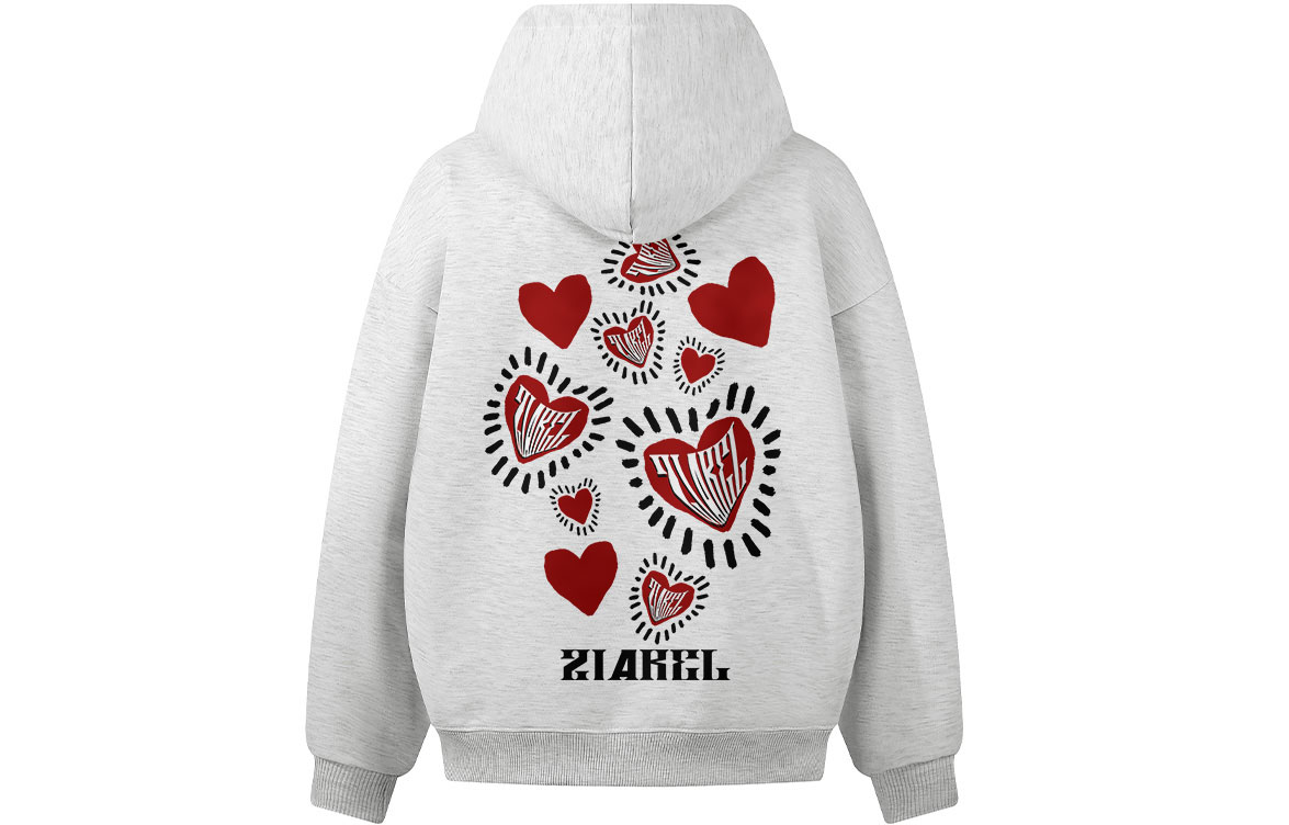 

Толстовка Unisex Hooded Moderate Heavyweight ZIAREL, белый heather серый