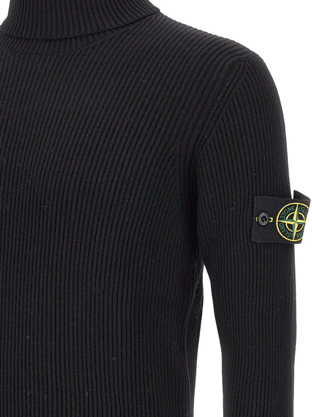 Ребристый свитер с высоким воротом Stone Island, черный — фото 3