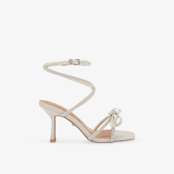Босоножки Kurt Geiger с плетением и кристаллами, серебряный