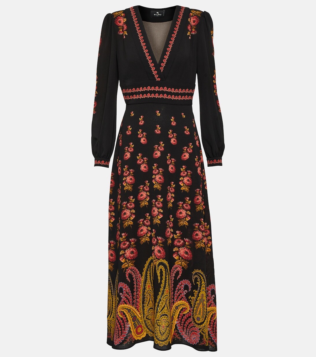 

Платье миди с узором пейсли ETRO, черный