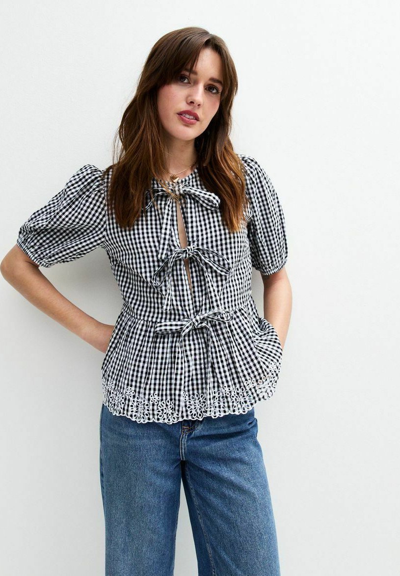 

Блуза TIE FRONT SHORT SLEEVE New Look, черный