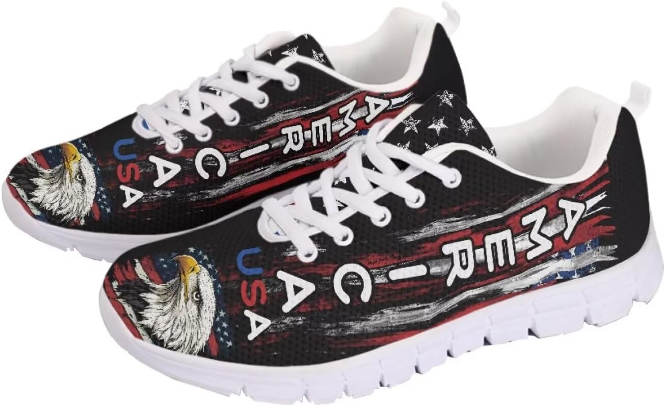 

Кроссовки с американским флагом для прогулок, кроссовки на 4 июля, повседневные беговые кроссовки для фитнеса на День независимости Getelinseng, Eagle American Flag