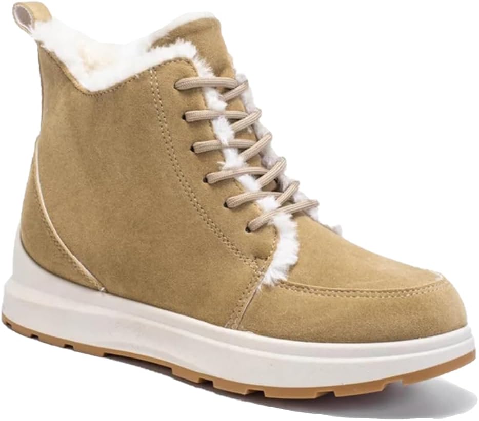

Повседневные зимние ботинки на шнуровке с меховой подкладкой и хлопковой утепленной стелькой Juucwout, бежевый