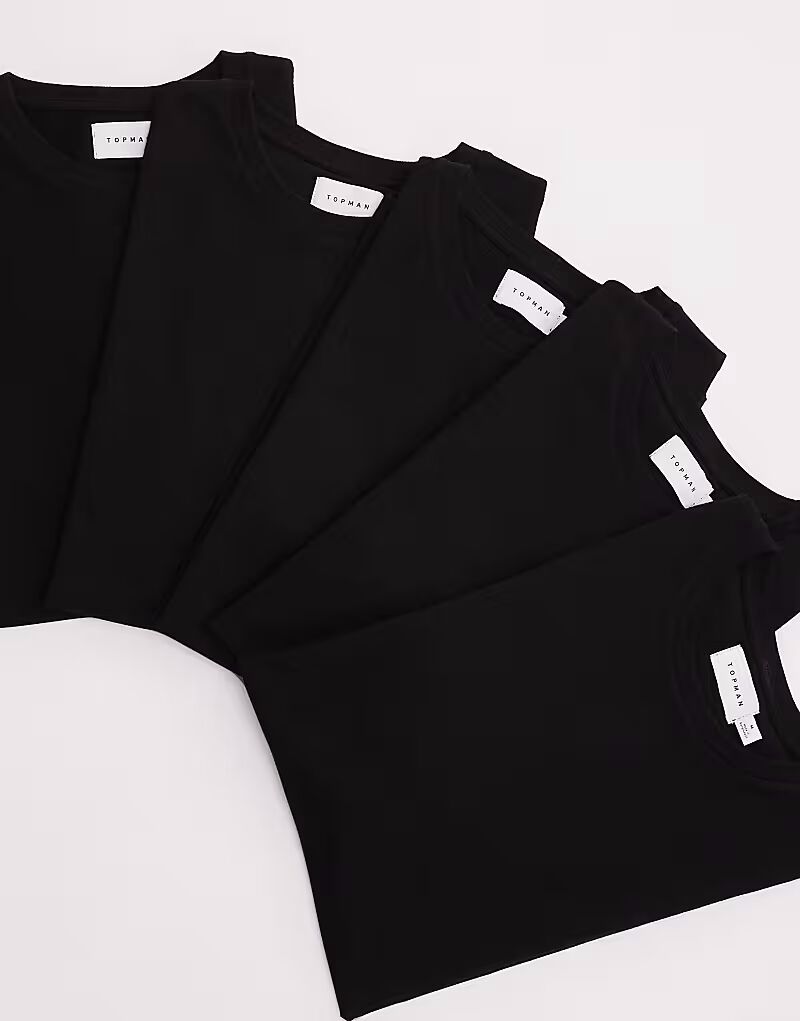 

Футболка Topman Regular Fit из 5 пар черного цвета