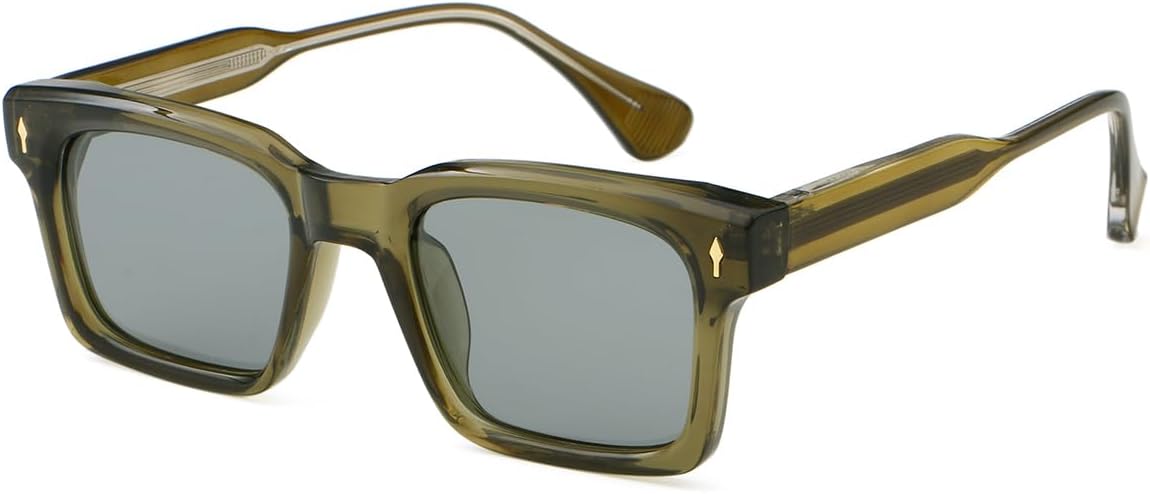 

Поляризованные солнцезащитные очки для мужчин, ретро-очки квадратной формы, защита от УФ-излучения UV400, ацетатные дужки, женские очки, унисекс weiyuchen, Green With Grey