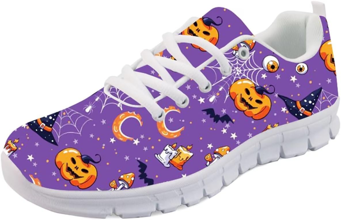 

Кроссовки Forchrinse Hawaiian Corgi Palm для бега для мужчин и женщин, мягкие спортивные, для тренажерного зала и джоггинга, Halloween Pumpkin Moon Web