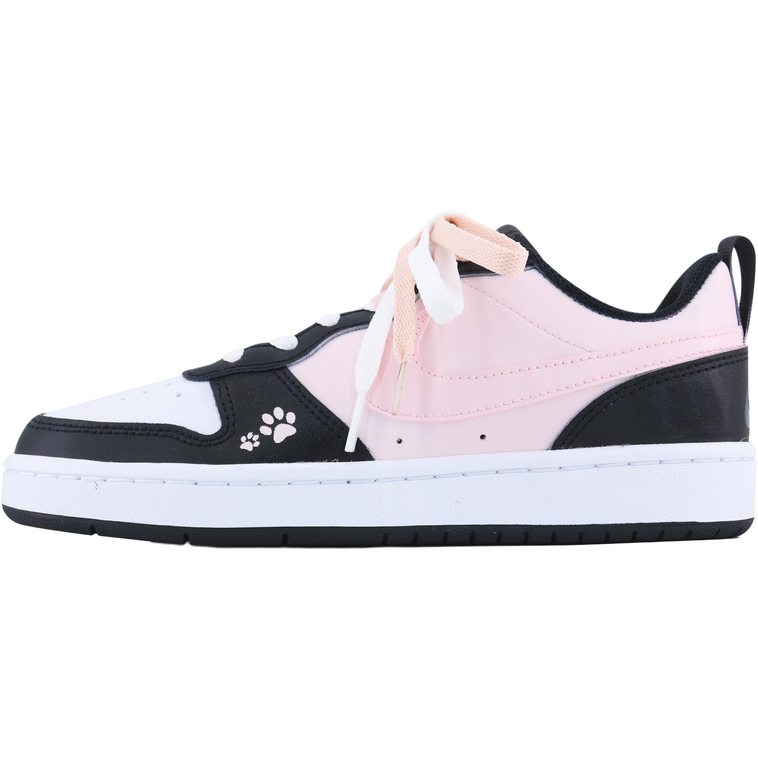 

Nike Court Borough Low 2 Berry Klee Leather Low top Детские скейтбординговые кроссовки White Black Pink