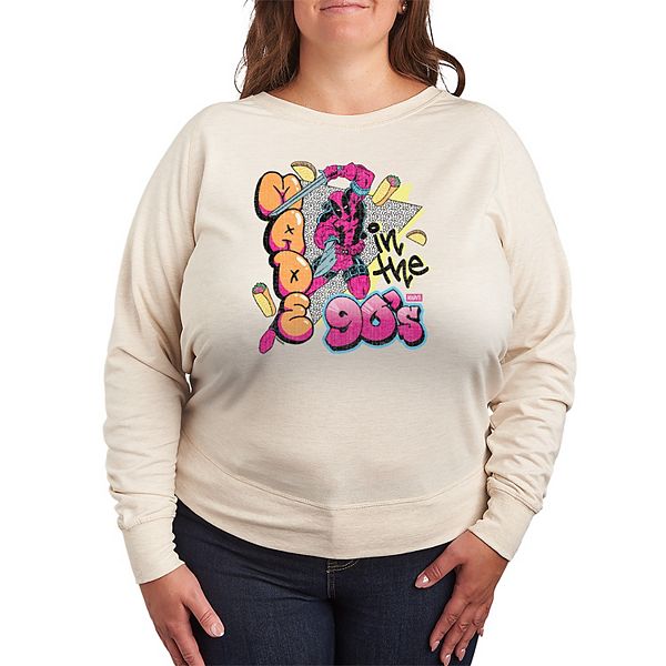 

Футболка с длинным рукавом из французского футера Deadpool 90-х годов plus size Marvel