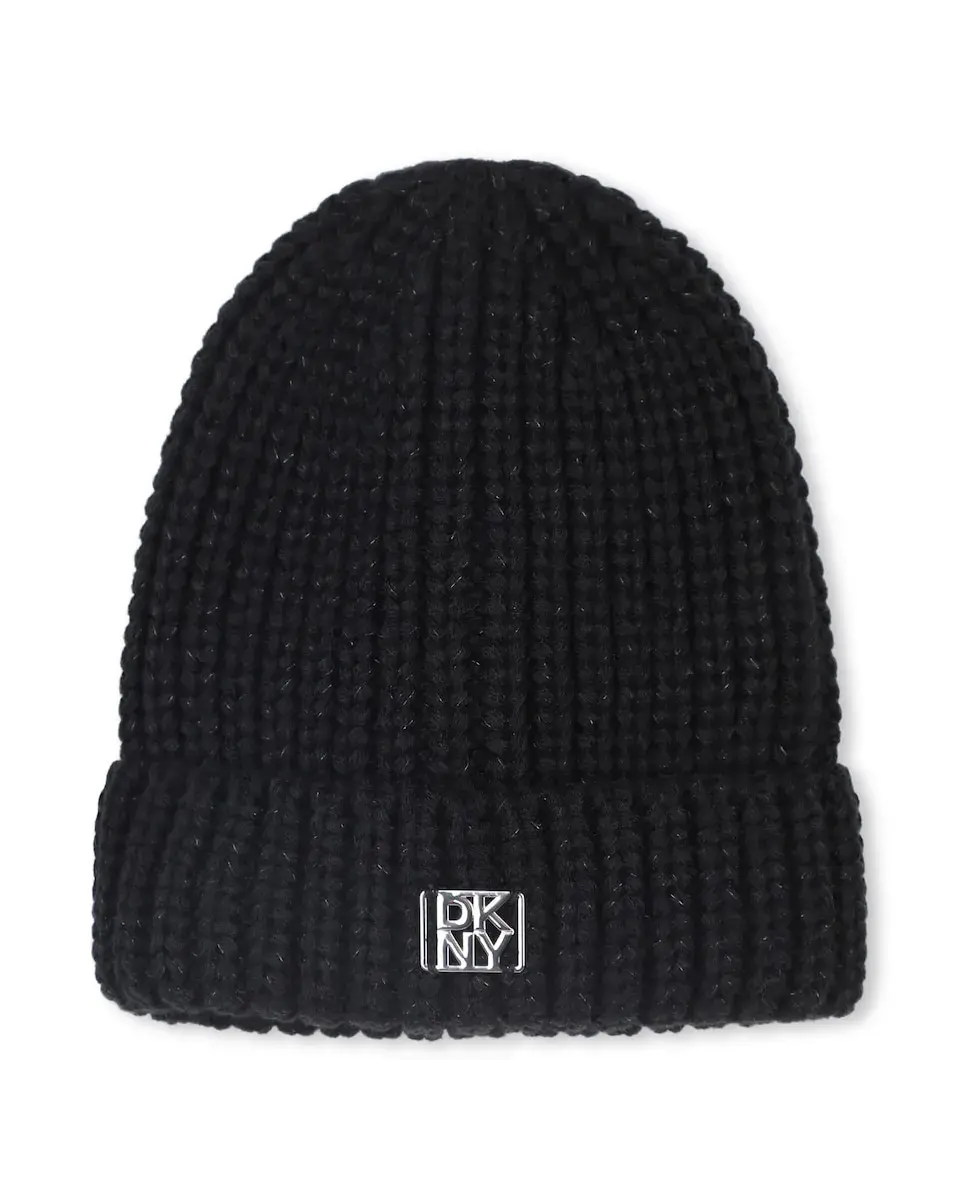 

Черная детская шапка из акрила DKNY