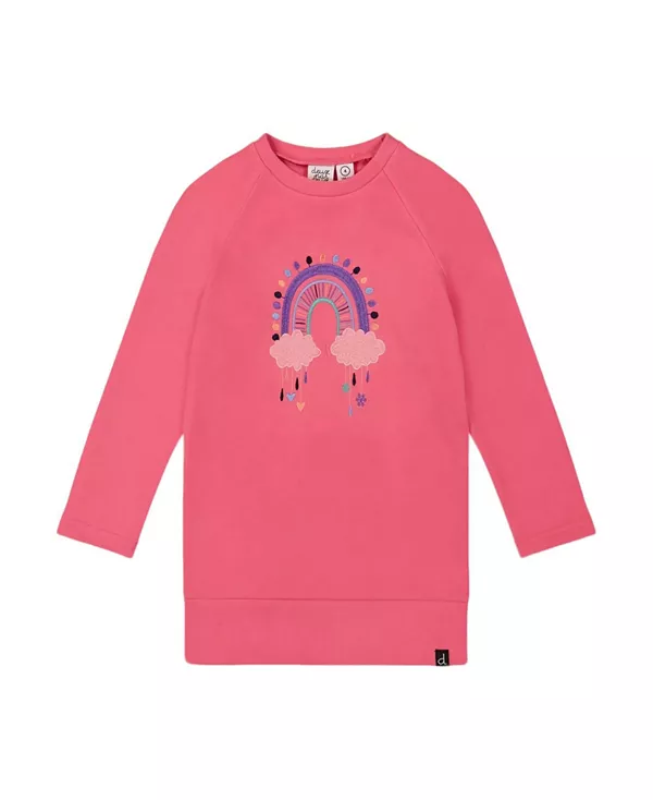 

Мягкая туника-футболка для девочек с вышивкой - для детей постарше. Deux Par Deux, розовый