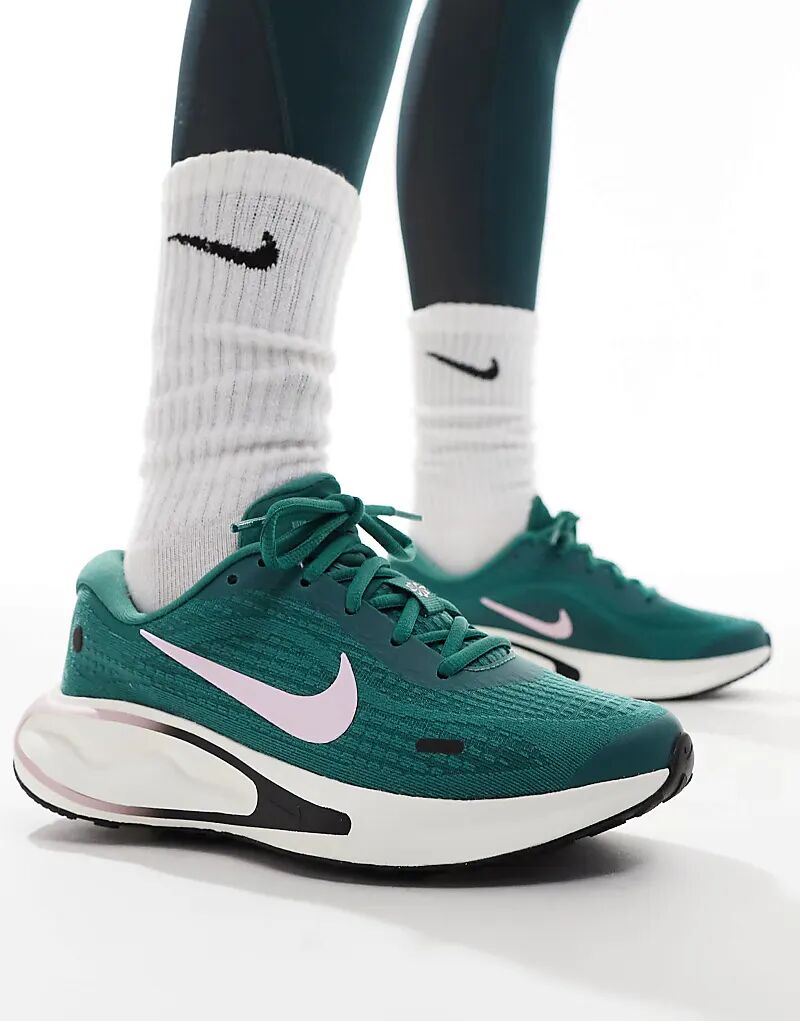 Кроссовки Journey Run зеленого и розового цвета Nike Running — фото 3