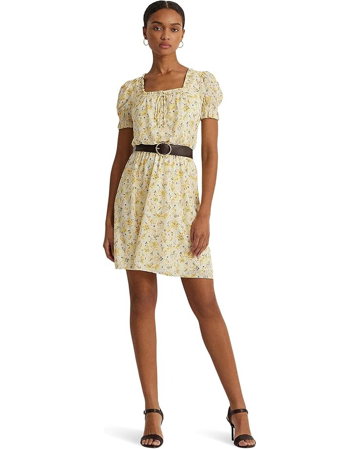 

Платье Lauren Ralph Lauren Floral Georgette Puff-Sleeve Dress, цвет Cream/Yellow Multi