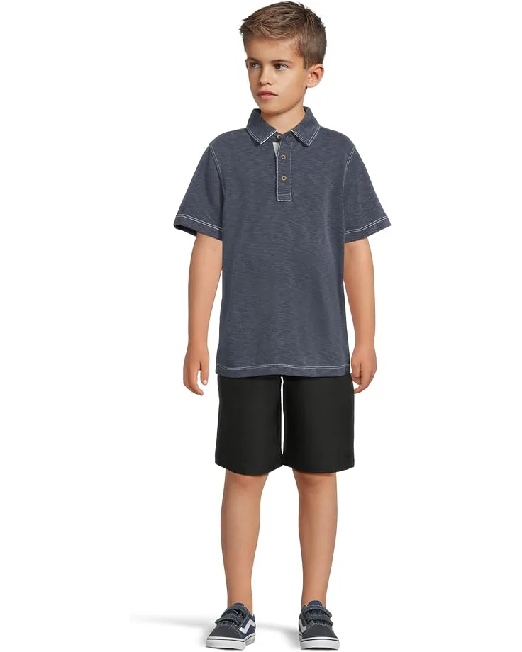 Поло Johnston & Murphy Kids Vintage Slub Polo (Big Kid), NavySee Less — фото 4