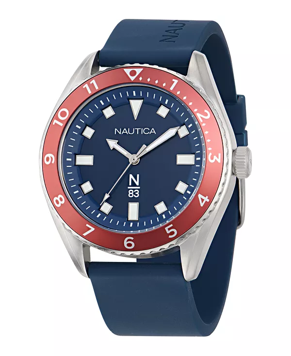 

Мужские аналоговые синие силиконовые часы, 44 мм Nautica, blue