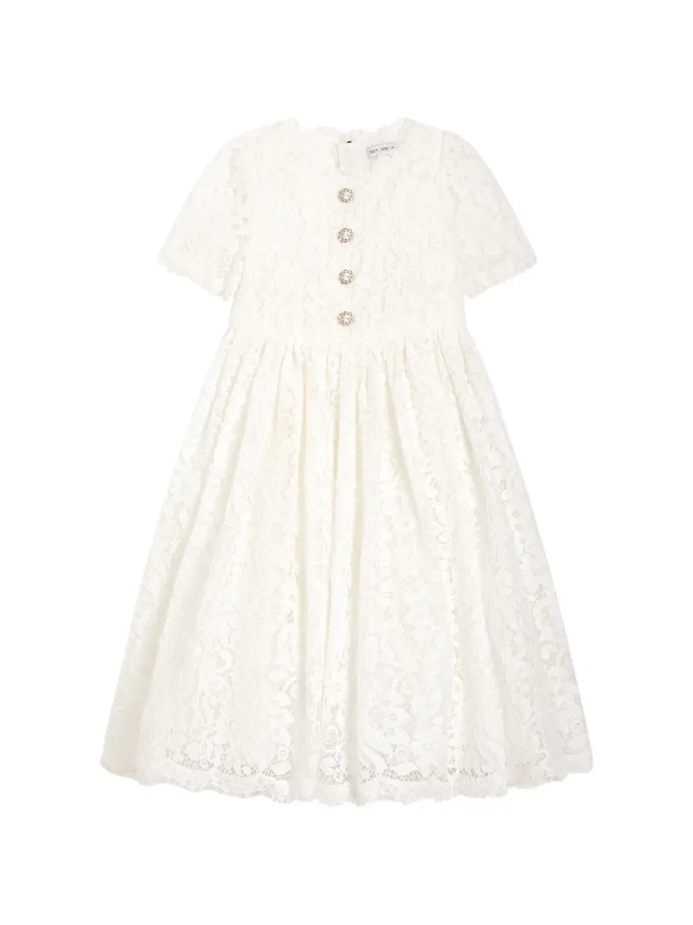 Кружевное платье на пуговицах Dolce & Gabbana Kids, белый
