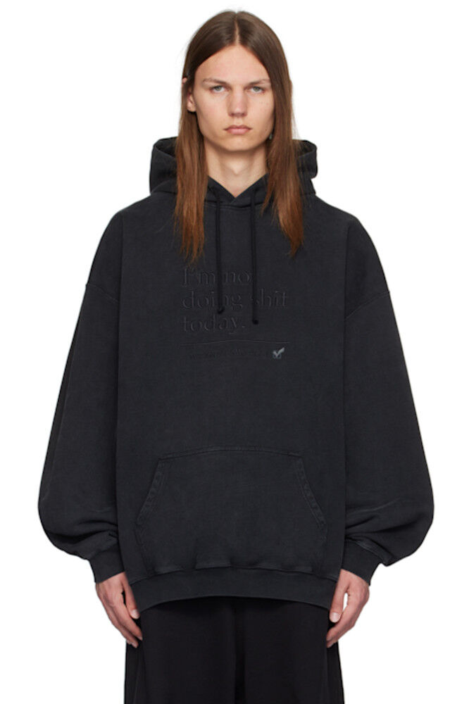 

Черная толстовка с капюшоном «Сегодня я ничего не делаю» VETEMENTS