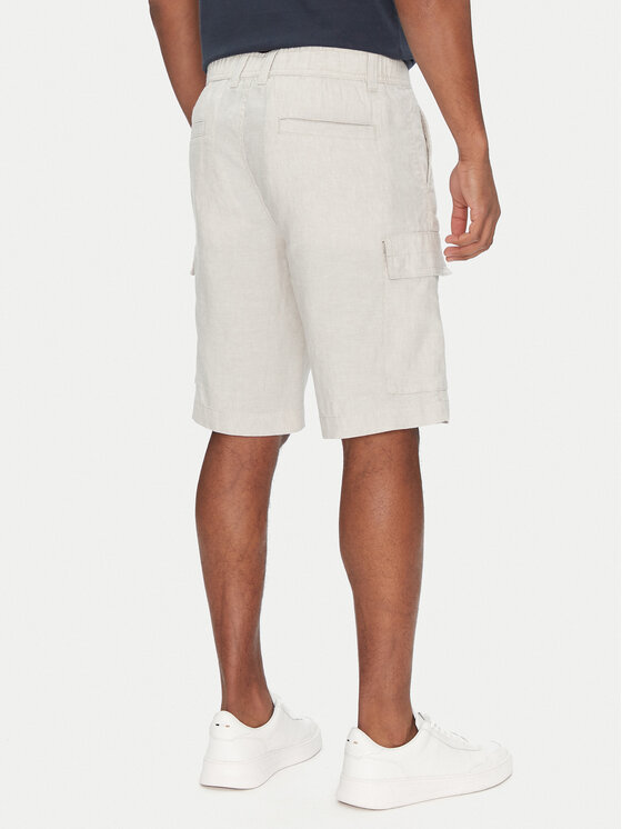 Шорты из ткани зауженного кроя Sisla-9-Cargo-Shorts 50536888 Boss, бежевый — фото 3
