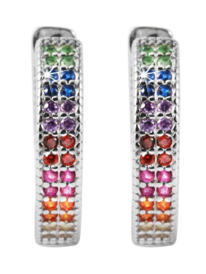 

Adeliás Женские серьги - серьги-кольца на шарнирах из серебра 925 пробы с кубическим цирконием в серебре