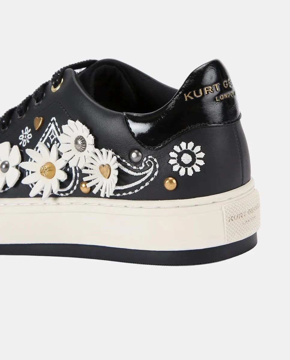 Женские кожаные кеды Laney Flower с украшением Kurt Geiger, черный — фото 3