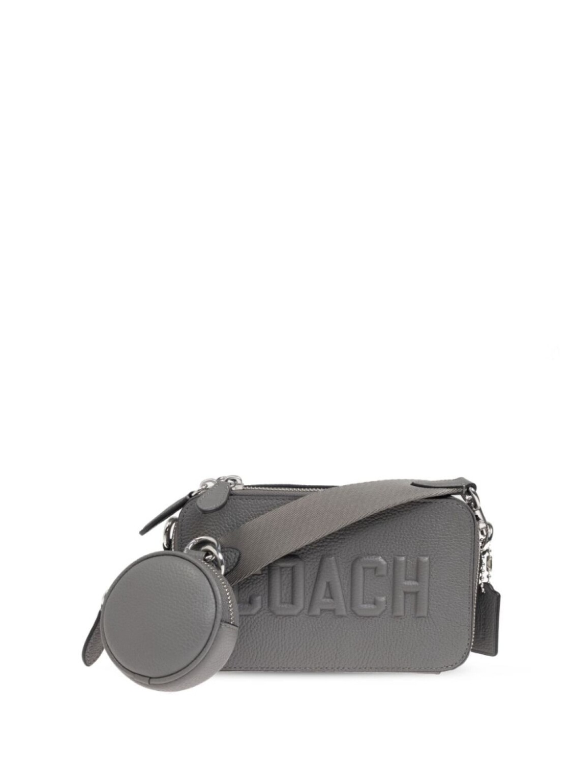 

Кожаная сумка через плечо с тисненым логотипом Coach, серый
