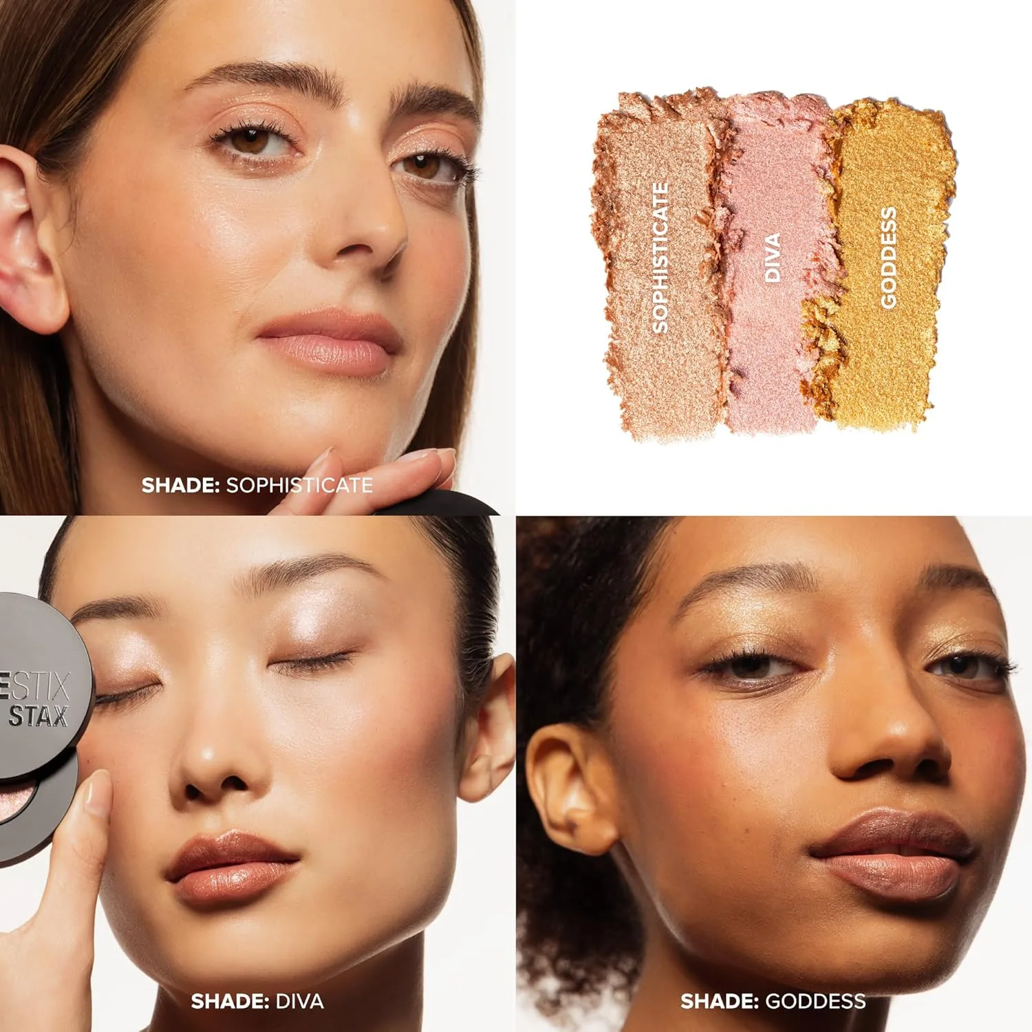 Кремовые румяна Nudestix STAX All Over Color Blush Balm - многофункциональные кремовые румяна для щек, глаз и губ с мягким матовым финишем., Diva, Sophisticate, Goddess — фото 4