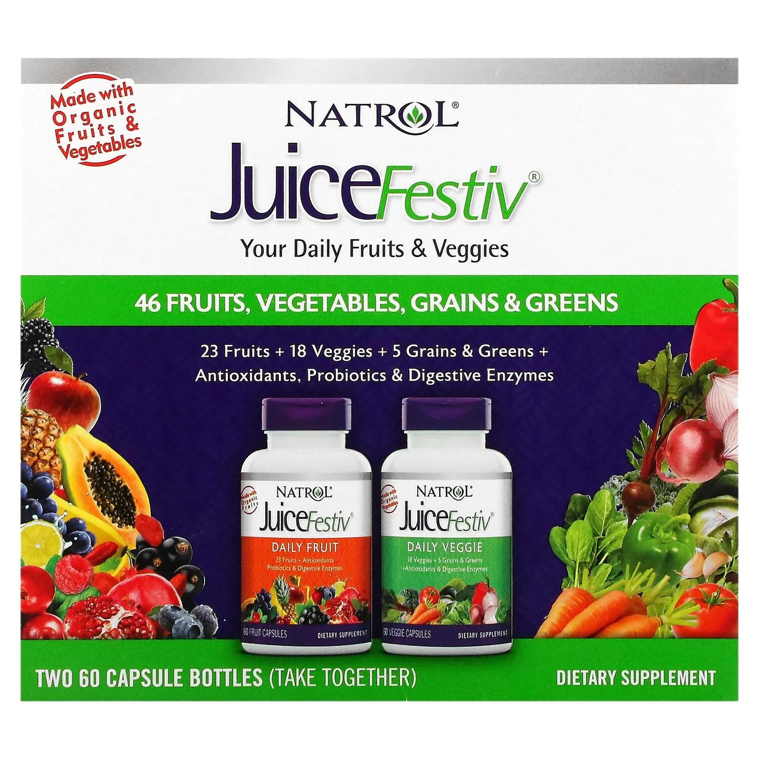 

Natrol JuiceFestiv 2 флакона по 60 капсул каждый