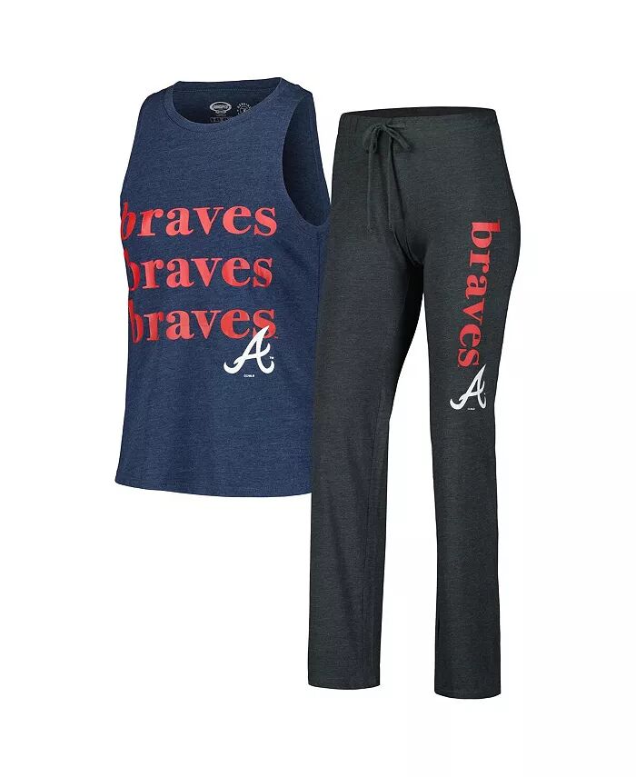 

Женский комплект для сна Atlanta Braves Meter Muscle, майка и штаны цвета уголь и темно-синий Concepts Sport