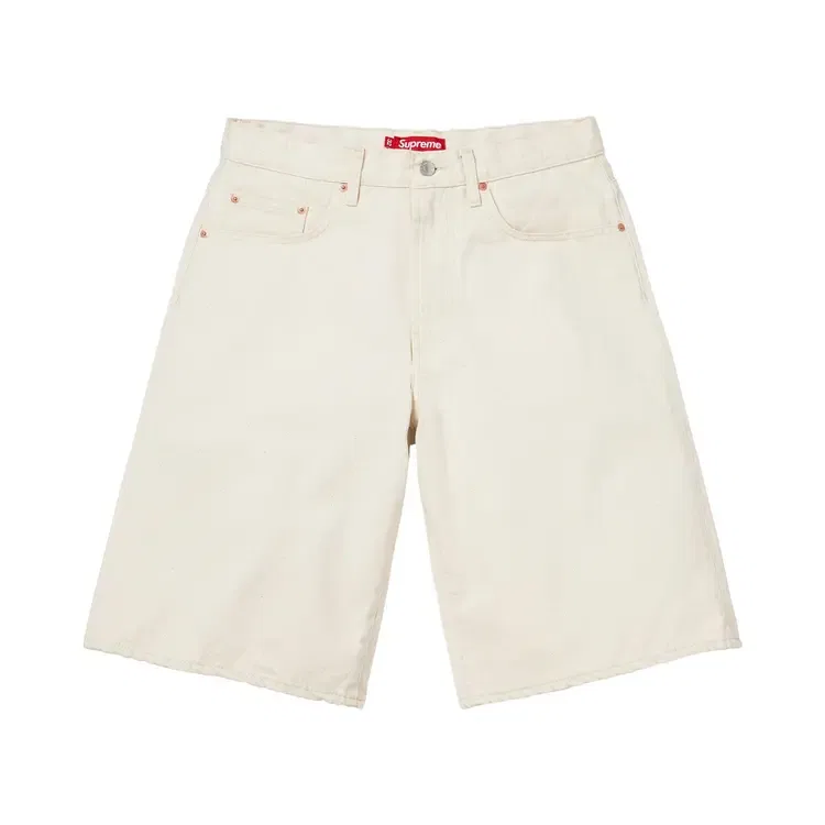 Джинсовые шорты багги Supreme Selvedge, кремовый