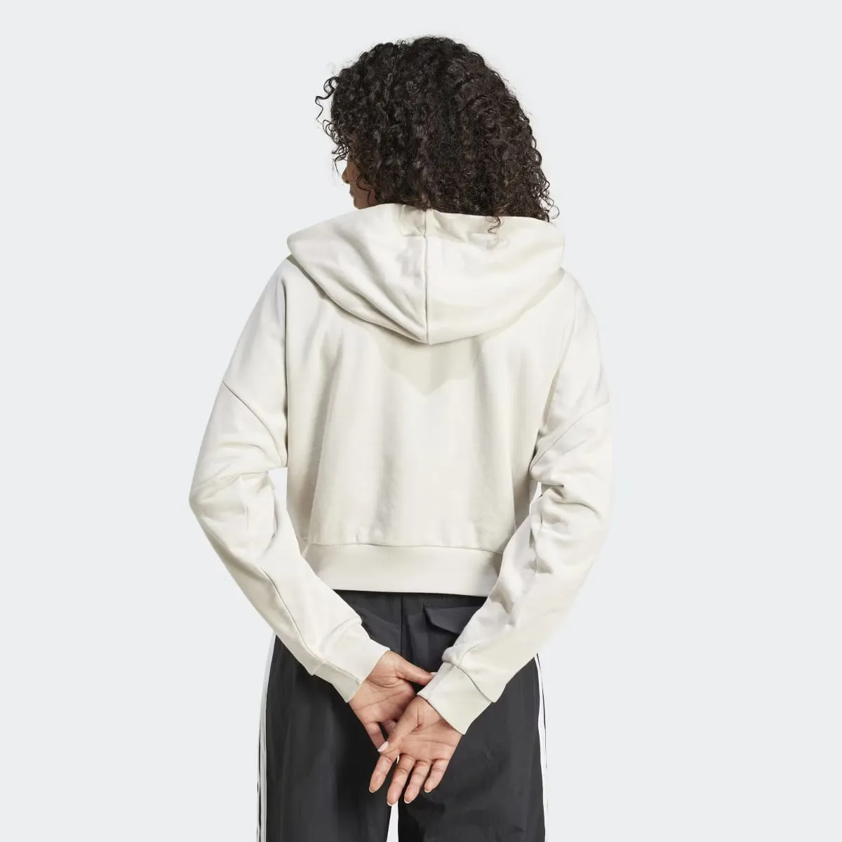 Women's Essentials Французская махровая толстовка с капюшоном на 3 полоски 3 полоски Adidas, серый — фото 2