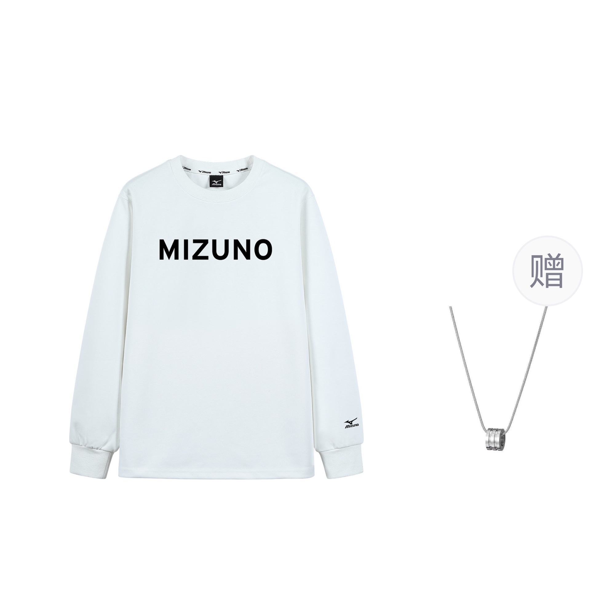 

Футболка унисекс белая с ожерельем Mizuno