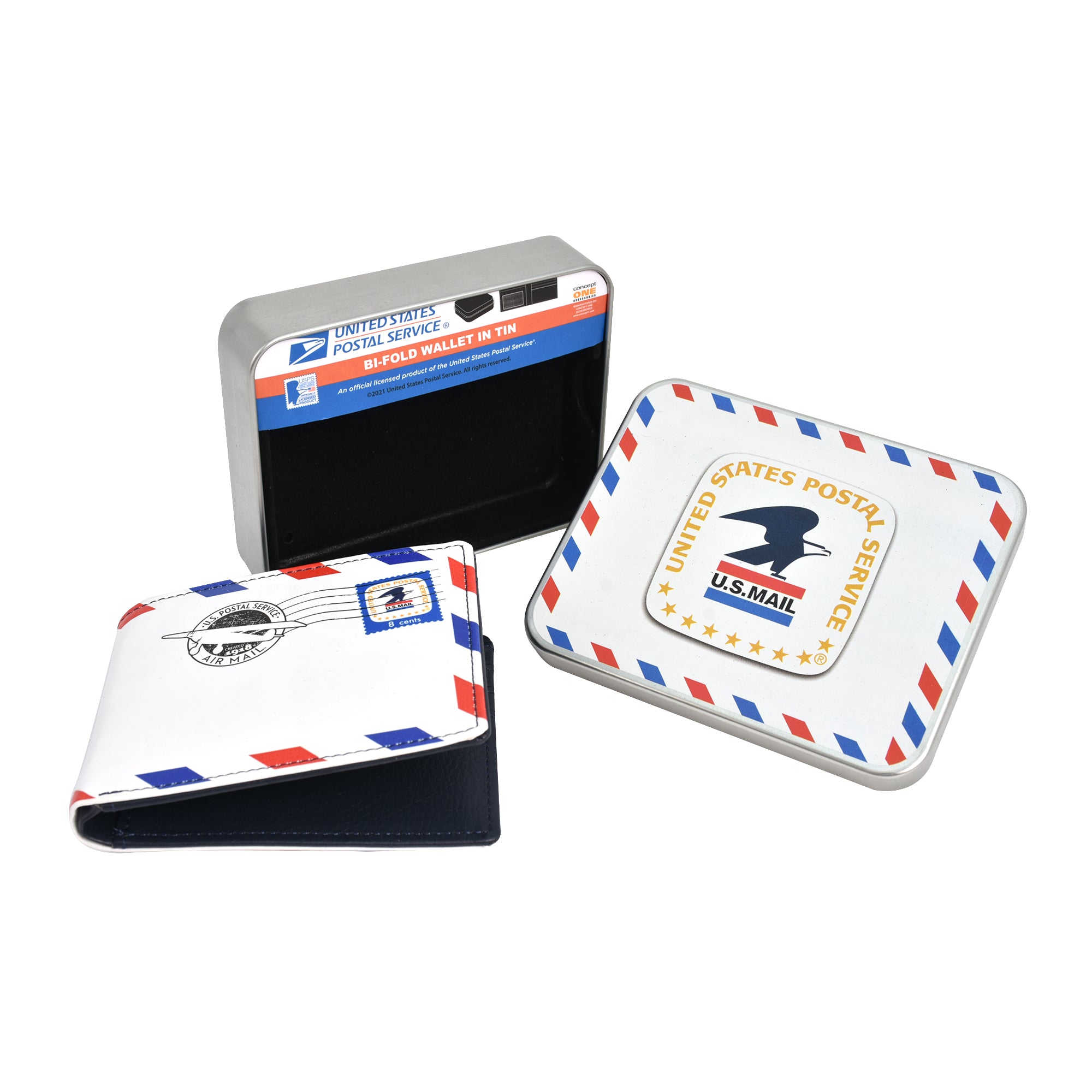 

Кошелек с логотипом почтовой марки USPS US Mail Eagle, тонкий кошелек в декоративном жестяном футляре, многоцветный Concept One, цвет multi