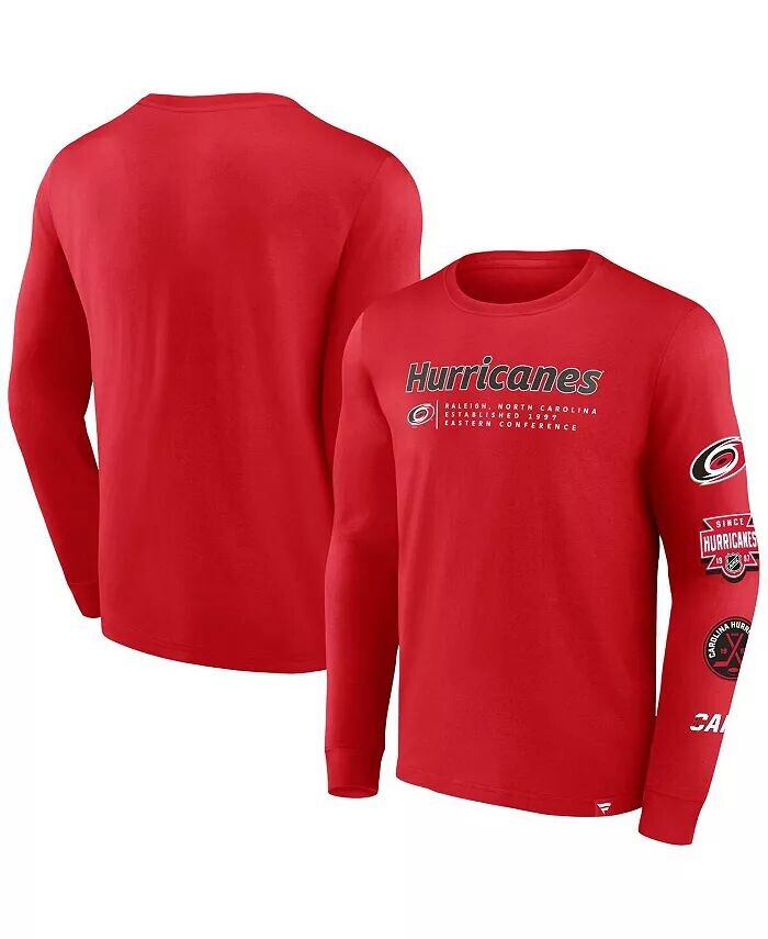 

Мужская красная футболка с длинным рукавом Carolina Hurricanes Strike the Goal Fanatics, красный