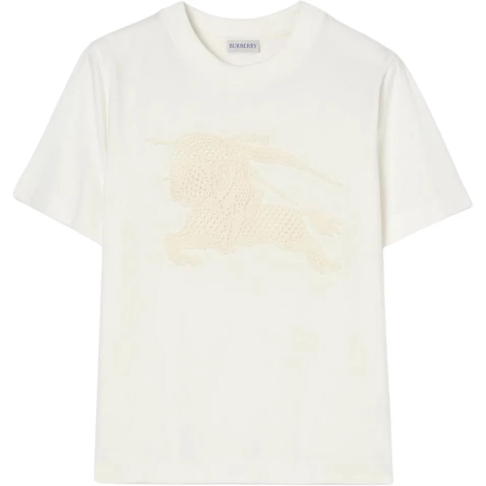 Футболка Burberry Ekd Crewneck T-Shirt, с круглым вырезом, Chalk White