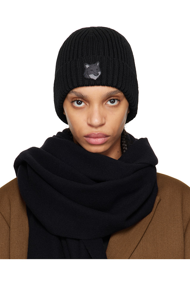 

Шапка с лисьей головой Maison Kitsuné, черный