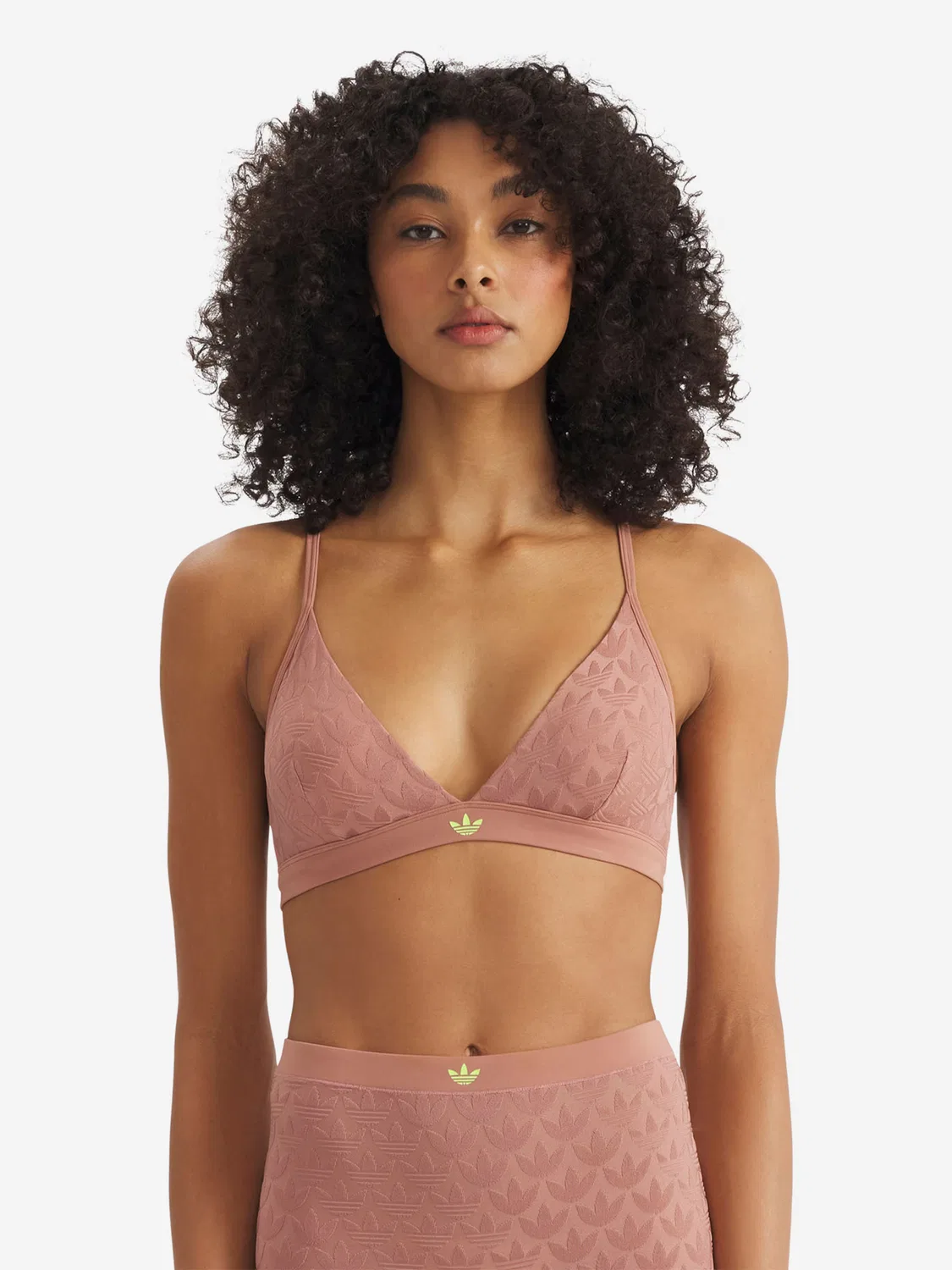 Спортивный бюстгальтер Adidas Originals Triangle Bra Terrot Flex в нежно-розовом цвете — фото 2
