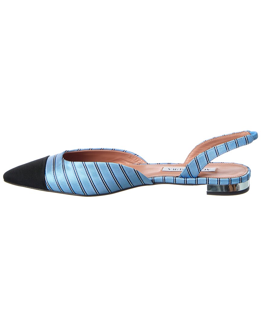 Туфли-лодочки Aquazzura Milanese Canvas Slingback Flat, синий — фото 2