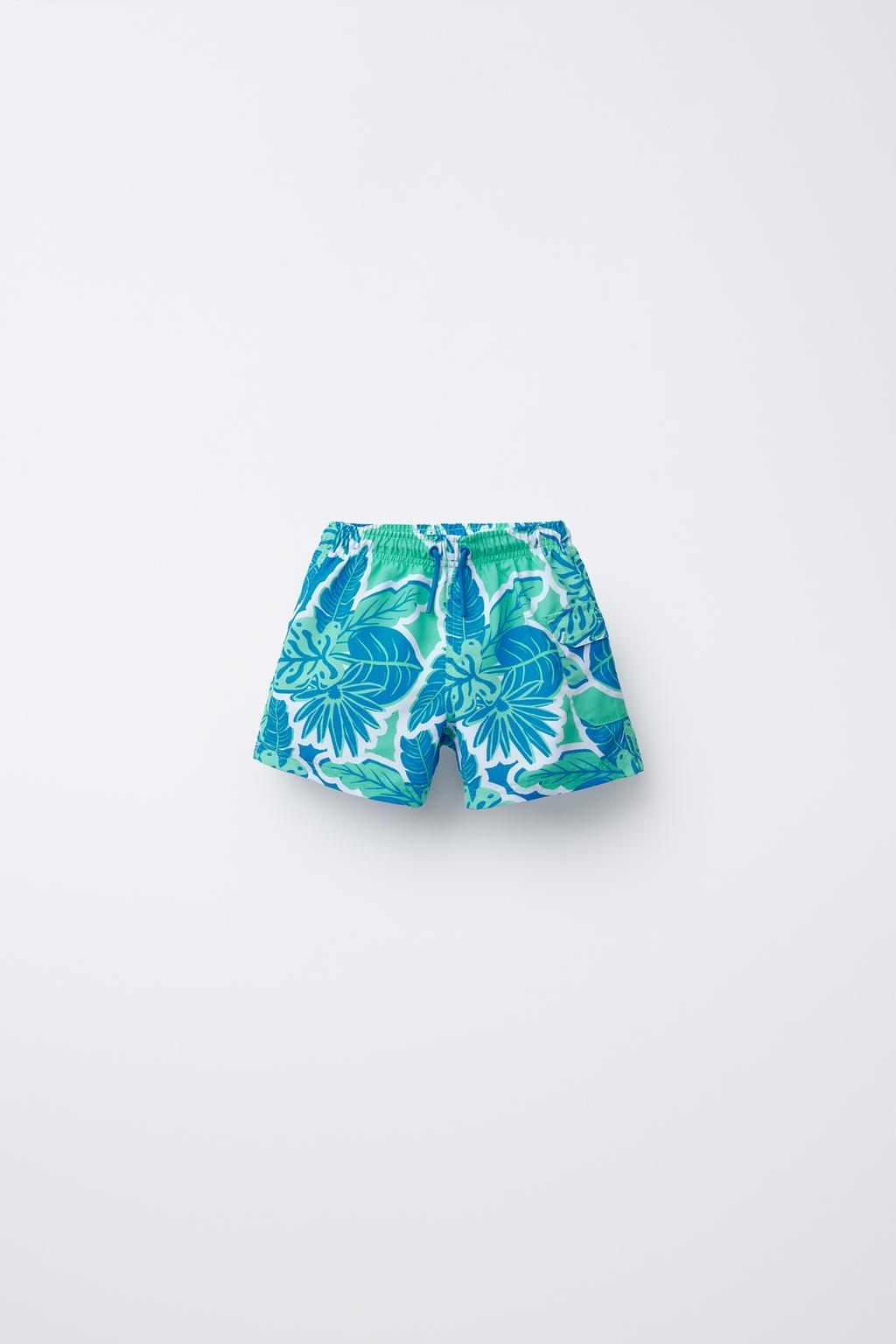 

Возраст 2-6 лет / плавательные шорты с принтом листьев ZARA, цвет Turquoise