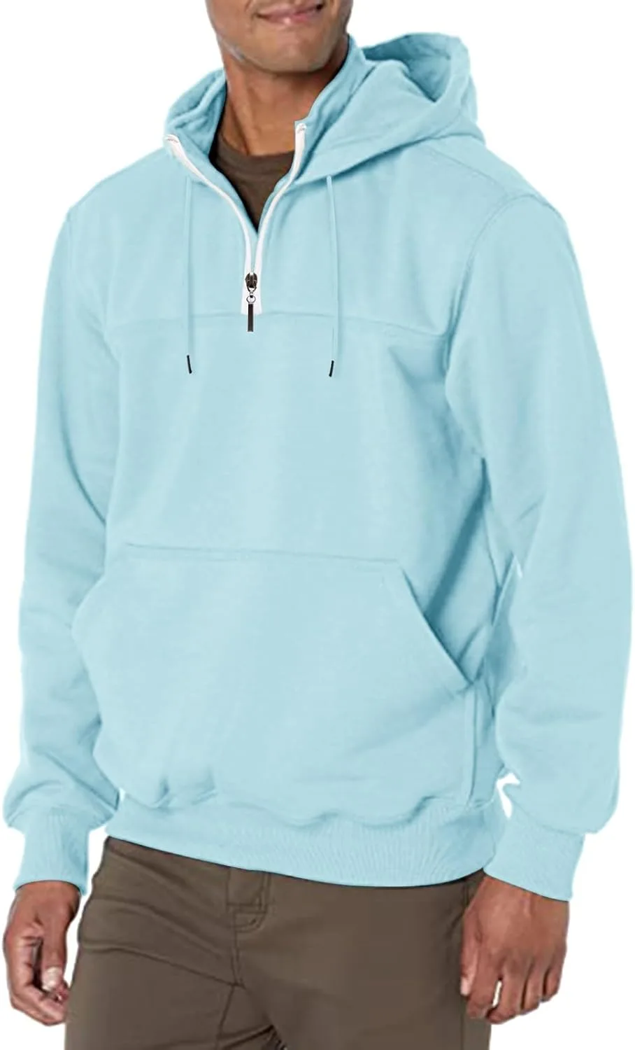 

Толстовка с капюшоном для мужчин, осень 2024, с длинным рукавом, легкая, с молнией на 1/4 xoxingysm